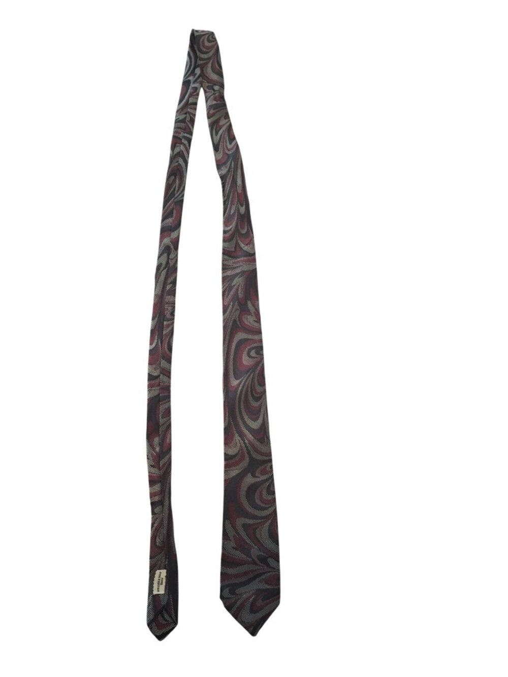 Vintage Chicago Neckwear Tie Mens Paisley Burgundy Black Skinny USA 70s Mod